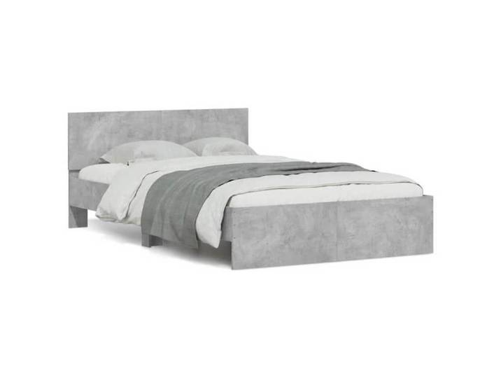 UNIQUE Lit Double de chambre LMT - Cadre de lit avec tête de lit et LED gris béton 140x190 cm cozy897521