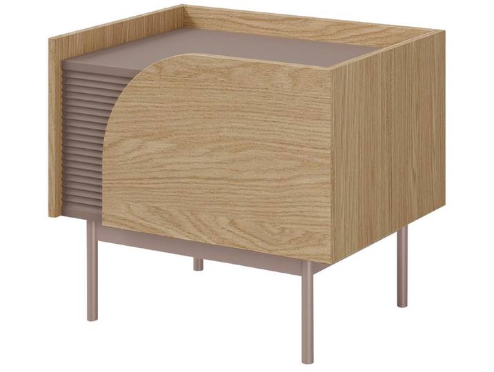 Beautysofa Nachttisch CAMEL 57 cm mit Tür (Metallbeinen, links oder rechts), Macadamia oder Toffee