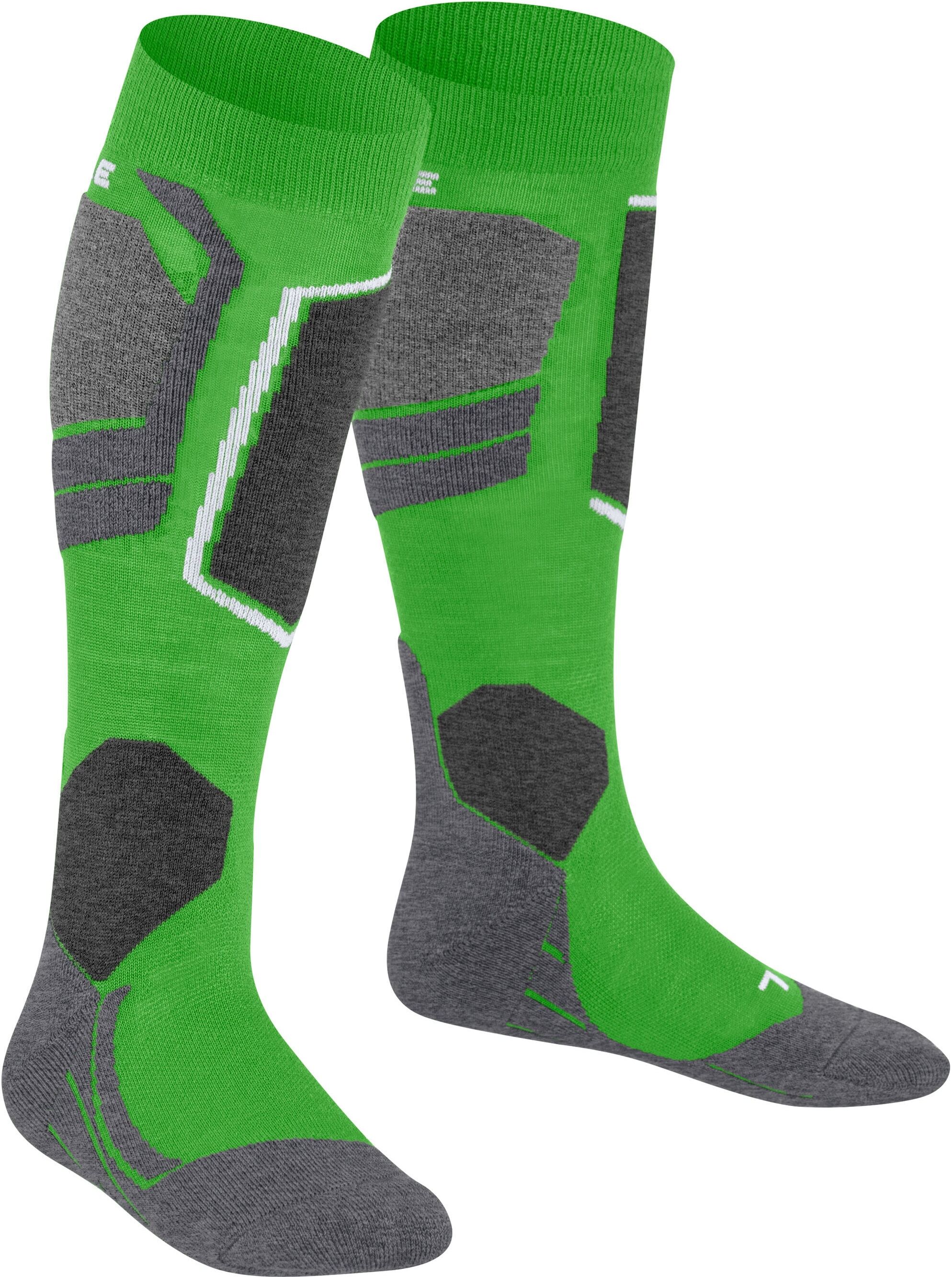 Kniestrümpfe FALKE "SK4 Advanced", Kinder, Gr. 27-30, grün (vivid grün (7231)), Obermaterial: 50% Polypropylen PP. 20% Polyacryl PAN. 16% Wolle WO. 14% Polyamid PA., Socken Kniestrümpfe