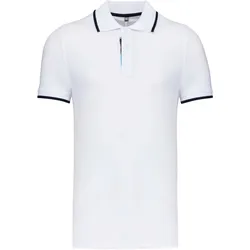 Kariban Herren Kontrast Piqué Polo K245 white/navy/white M