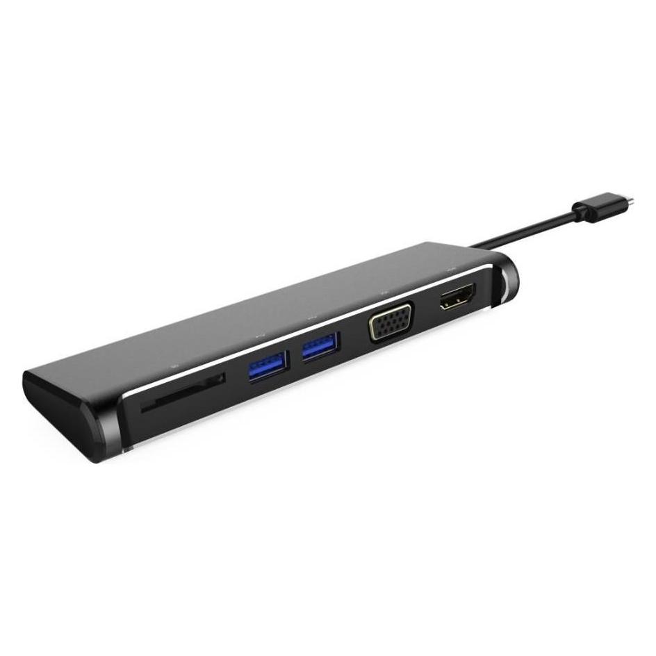 PremiumCord Převodník USB 3.1 typ -C na 4K HDMI+1080p VGA+SD Card+2xUSB3.0 (5-in-1) (USB-C, 5 Ports) (ku31dock11)