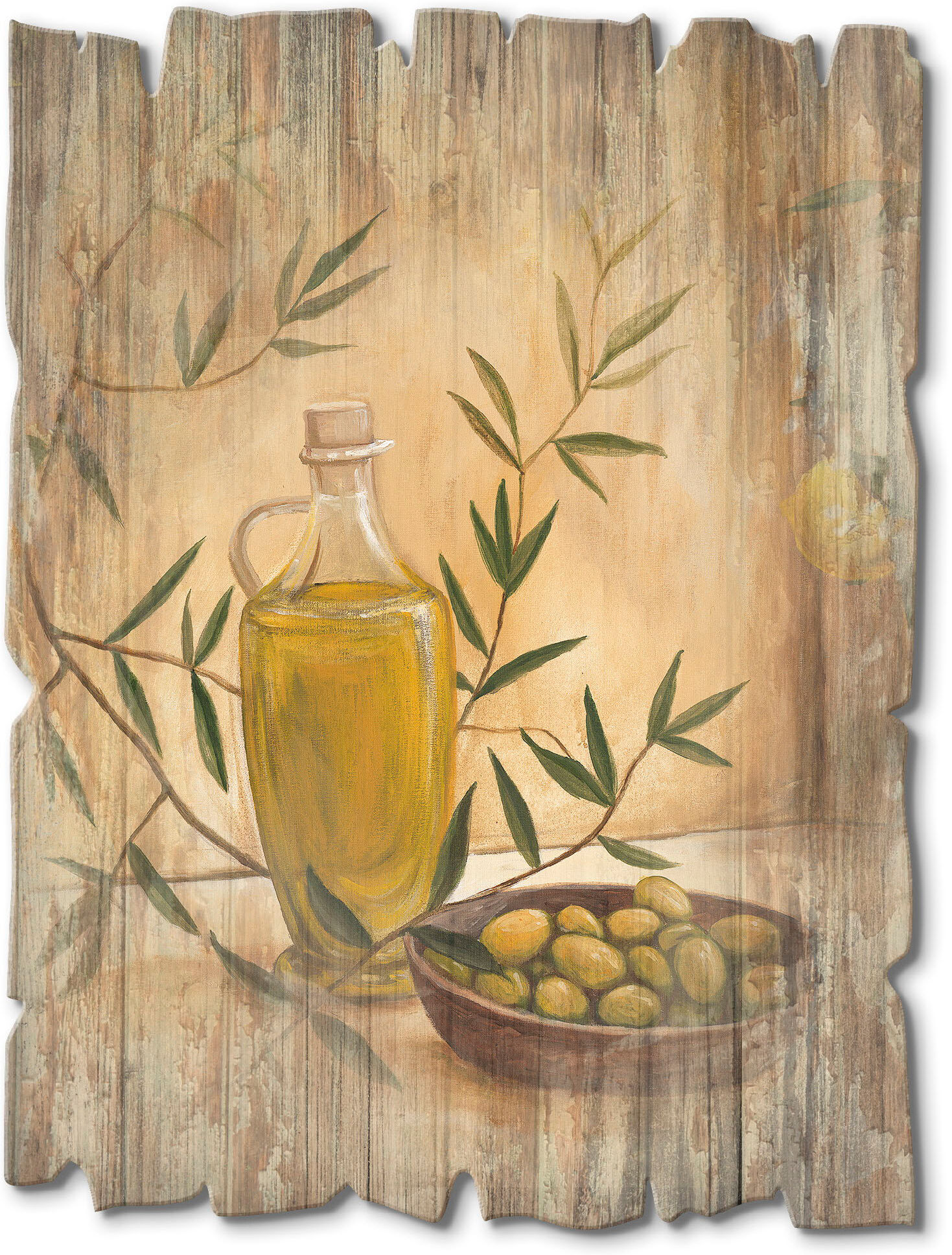 Holzbild ARTLAND "Oliven und Zitronen", beige (farbe bild(er): naturfarben), B:30cm H:40cm, Bilder, Holzbild farbe bild(er): naturfarben B/H/T: 30cm x 40cm, Holzbild Arrangements Hochformat, 1 Stk.