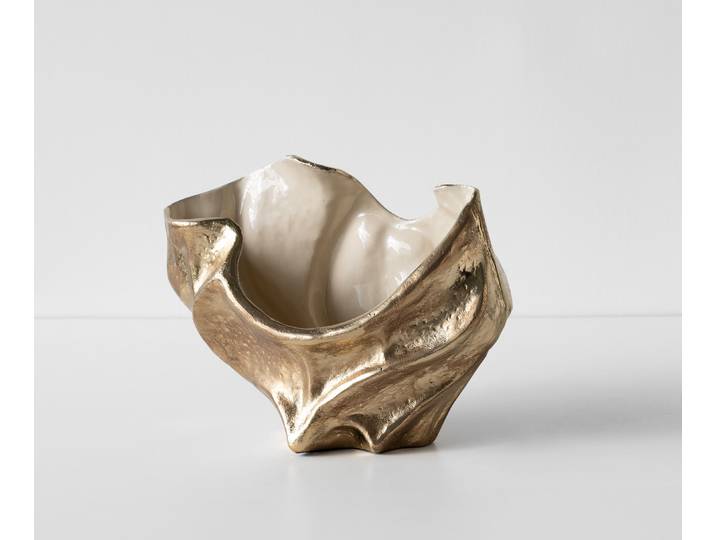 Coupe décorative Valena l39 x P17 x H29 cm Aluminium Champagner Ivory Faite main