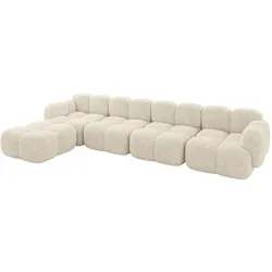 ECKSOFA modulares Sofa Links Miko-L3 390x205x75 Creme Velours
