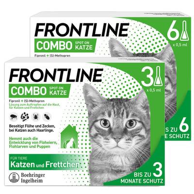 Frontline Combo Spot on gegen Flöhe und Zecken Katze (Sparset für 9 Monate) 6+3 St Einzeldosispipetten