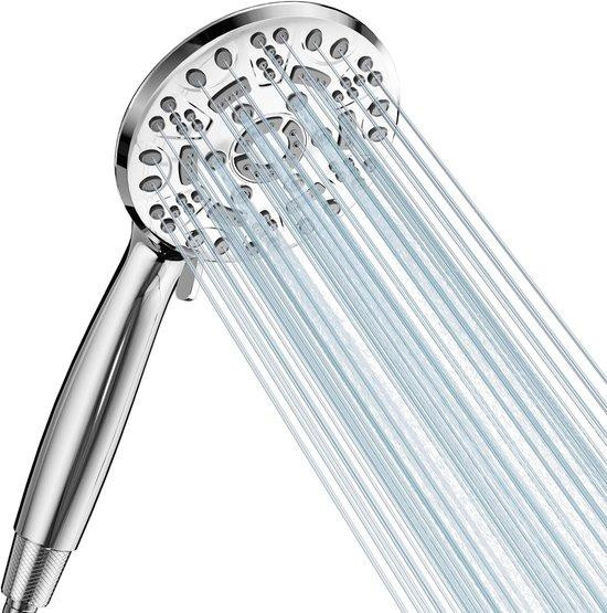 Unyqoos Chrom-douchekop met 8 straalpatronen, waterbesparend en zelfreinigend ABS