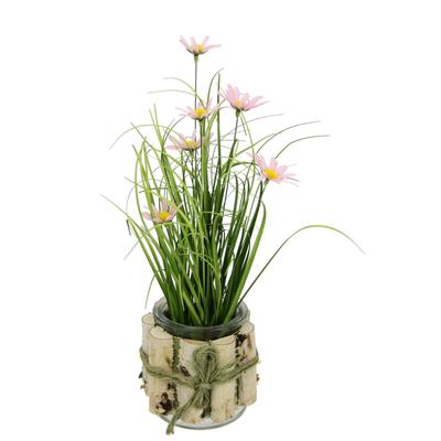 Kunstblume I.GE.A. "Margeriten im Gras", rosa, B:15cm H:33cm, Kunststoff, Kunstpflanzen, 3er Set
