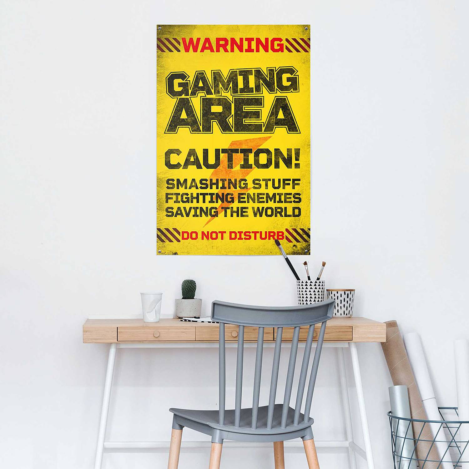 home24 Poster Game geel papier, Breedte: 61 cm, Hoogte: 92 cm