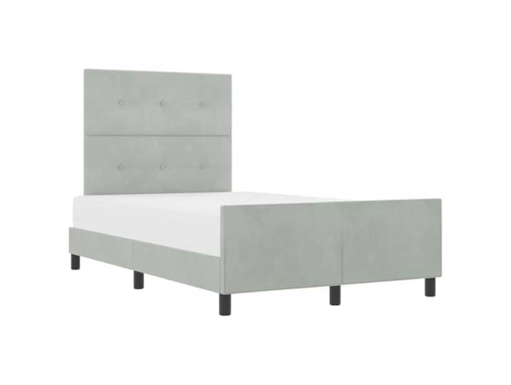 PUGYNBK Boxspringbett, Hellgrau, 120 x 200 cm, Samt Verstellbares Kopfteil, Kiefernholz, robuster Rahmen, einfache Montage