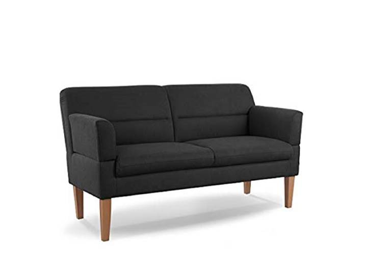 CAVADORE 2,5-Sitzer Küchensofa Kira / Sitzbank für Küche, Esszimmer oder Wohnküche inkl. Armteilverstellung / Leichte Fleckenentfernung dank Soft Clean / 168 x 94 x 81 / Flachgewebe: Schwarz