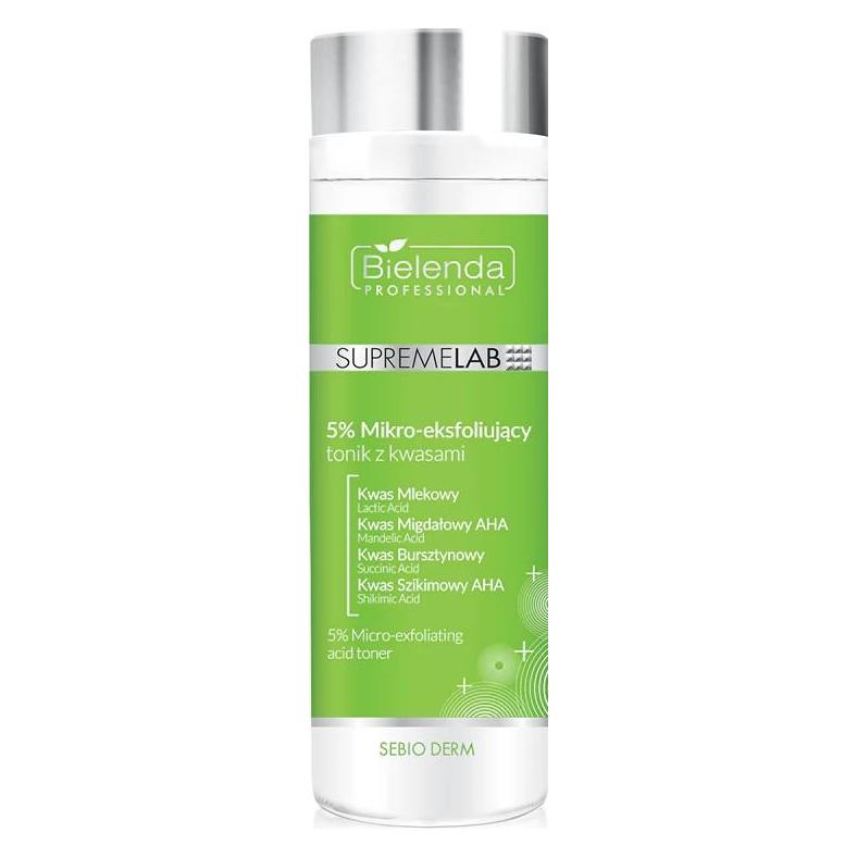 Bielenda Professional Supremelab Sebio Derm 5% Micro-Exfoliating 5% Micro-Exfoliating Tonic With (Gesichtswasser, 200 ml) (5902169048037)