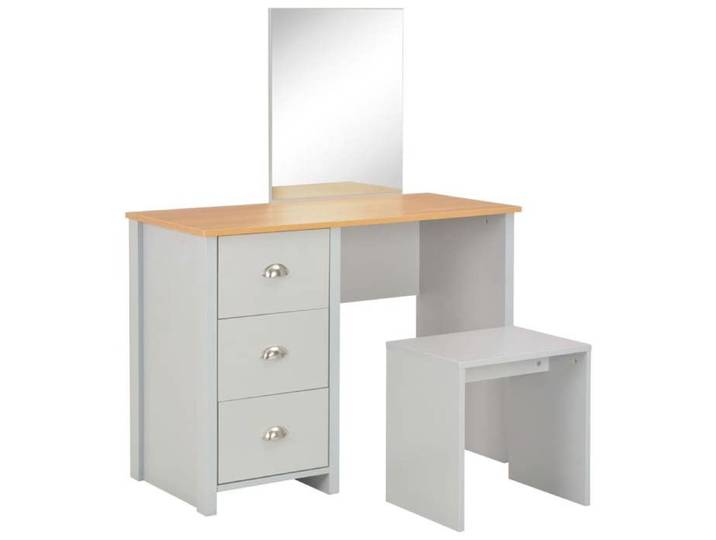 Maison Exclusive - Coiffeuse avec miroir et tabouret Gris 104x45x131 cm
