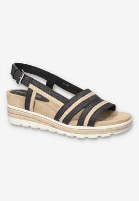 Women's Mel Wedge Sandal by Easy Street in Washed Black (Size 10 M)