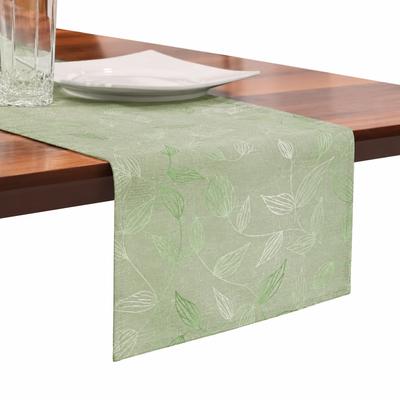 Tischläufer OTTO HOME "Raffon, 1 Stück, Leinenoptik, halbtransparent, Dekoration" Gr. 2, grün, B:160cm L:40cm, Polyester, Tischdecken, Leinen Optik, Blattmotiv, Esszimmer, Deko, halbtransparent/blickdicht.