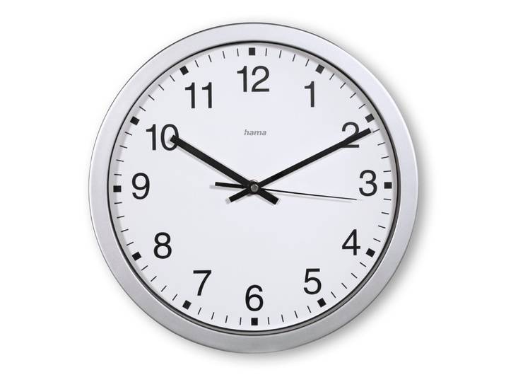 Wanduhr HAMA Wanduhr Mallorca , Ø 30 cm, Silber , silber, Ø 30cm, Wanduhren, Wanduhr