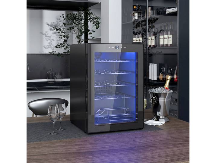 HOMCOM Cave à Vin 20 Bouteilles 53L Température Réglable Noir