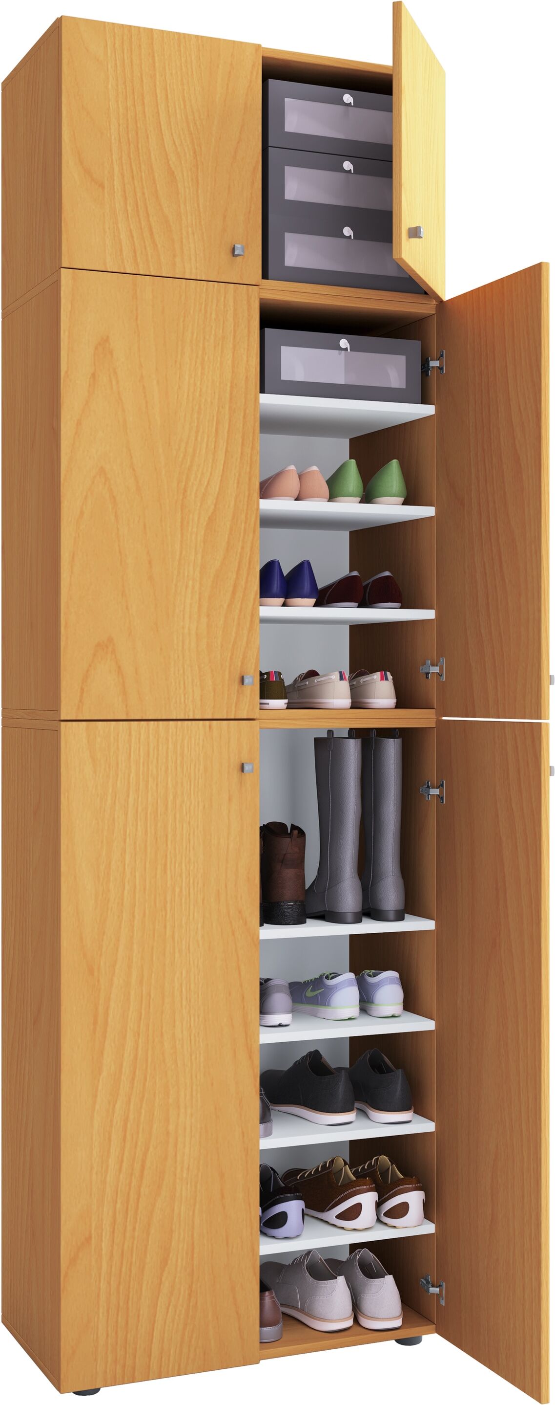 Schuhschrank VCM "XXL Schuhschrank Kleiderschrank Schrank Lona 9f A", braun (buche), B:70cm T:39cm, Obermaterial: 100% Holz Wood., Schränke, Schuhschrank