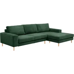 SOFA mit Longchair rechts Kaylynn Cordstoff dunkelgrün