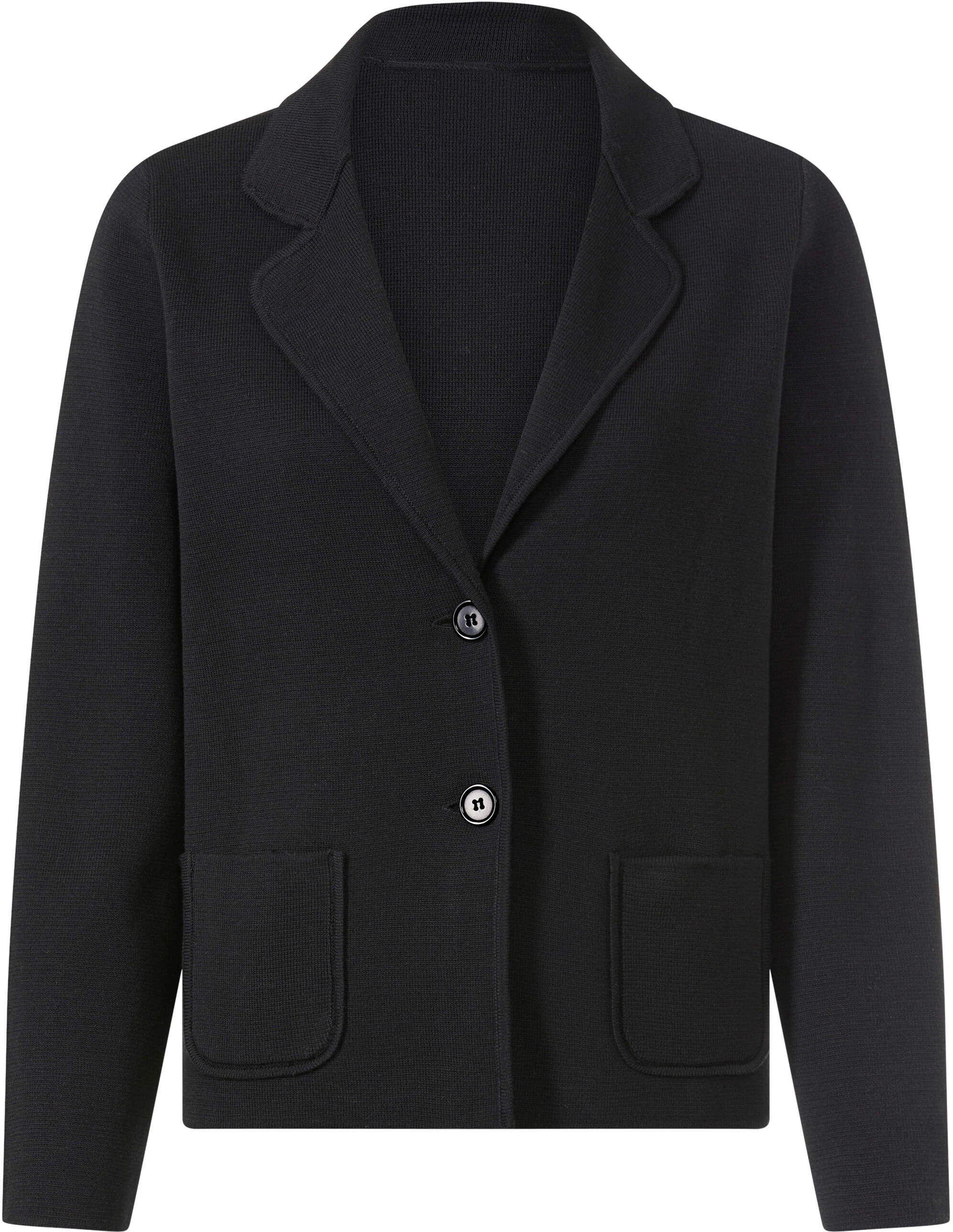 Blusenblazer HEINE "Strickblazer Strickblazer mit Taschen", Damen, Gr. 34, schwarz, Strick, , Sportlich, Blazer Blusenblazer