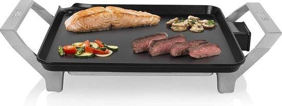 Multifunctionele elektrische grillplaat met non-stick coating en cool-touch behuizing, zwart