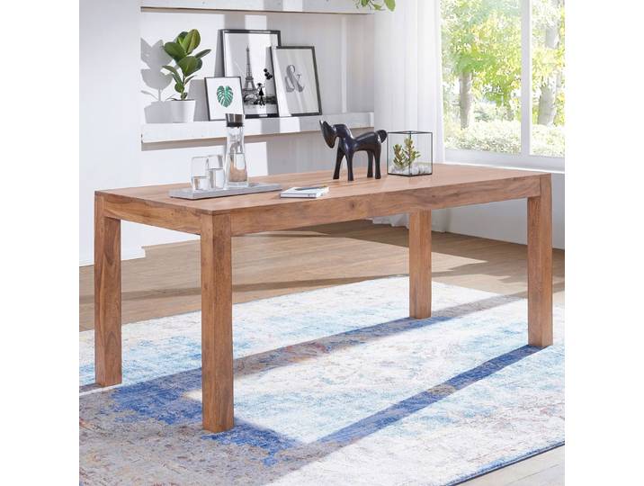 KADIMA DESIGN Esstisch Esstisch Massivholz MUMBAI Akazie 120 cm Esszimmer-Tisch Holztisch, Design Küchentisch Landhaus-Stil dunkel-braun