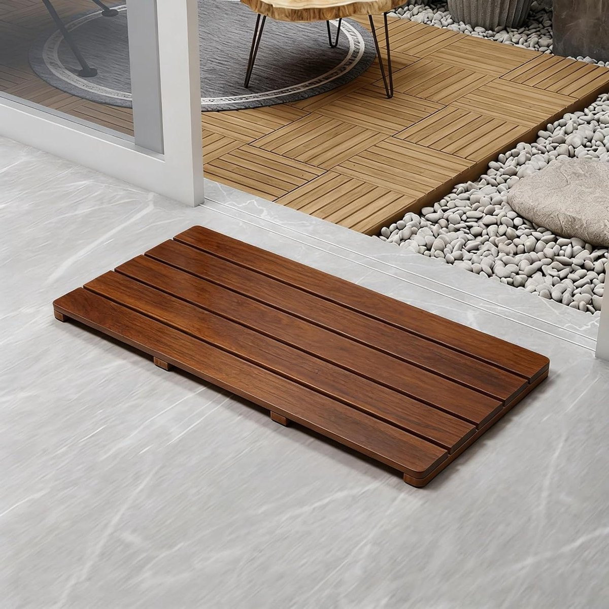 Houten Douchemat Walnoot Hout - Antislip Badmat - 50 x 80 cm