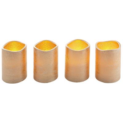 LED-Kerze OTTO HOME "Weihnachtsdeko", gold (goldfarben), H:10cm Ø:7,5cm, Echtwachs, Kerzen, LED-Kerze