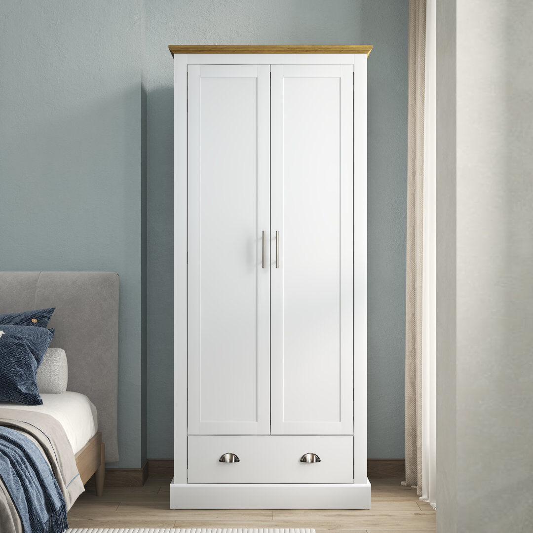 Brambly Cottage Sufy Octave 2 Door 1 Drawer Wardrobe White 181.5cm H X 79.7cm W X 56cm D