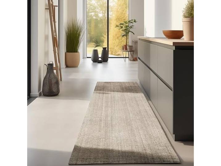 LIVUM Tapis Nature Jute Bouclé\, Tapis Naturel Style Rustique et Boheme\, Poils en Jute\, Boucles Subtils (Blanc Ivoire\, 80x200cm)