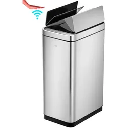 berührungsloser Sensor Mülleimer EKO Deluxe Phantom Bin 30 L gebürsteter matter Edelstahl, inklusive Inneneimer