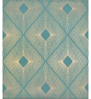 Antonina Vella Harlowe Teal & Gold Wallpaper