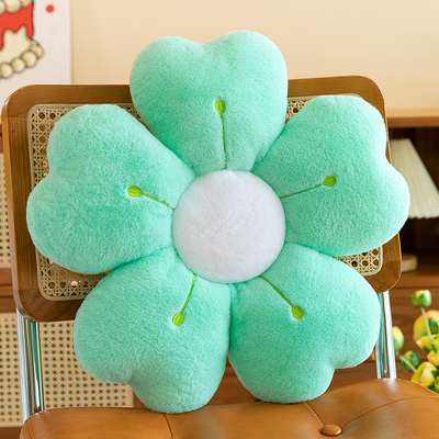Inspire Daily Merch Comfortable Plush Pillow Daisy Flower Shaped Decorative Pad For Sofa And Bed Soft Polyester Fabric green