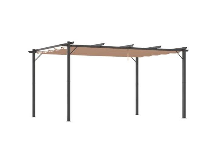 Outsunny Pergola Pavillon mit Einstellbarem Stoffdach 3 x 4 m Grau+Braun