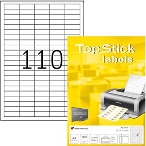 TopStick Universaletiketten labels, 8727, weiß, 38,1 x 12,7mm, 100 Blatt, 11.000 Stück