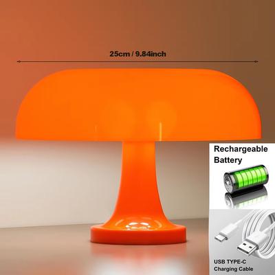 Inspired Finds Minimalist Modern Orange Mushroom Table Lamp Danish Designer Style orange Charging 9.84in