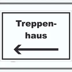 HB-Druck Treppenhaus Aufkleber mit Text und Richtungspfeil links Stufen steigen waagerecht A3 (297x420mm)