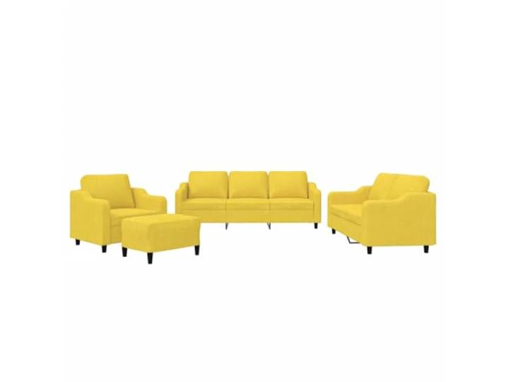 Makastle 4er Set Sofa Couchgarnitur mit Kissen Hellgelb Stoff
