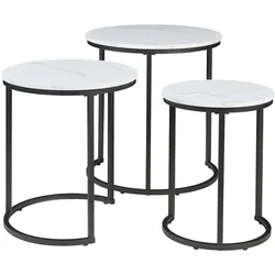 Helloshop26 - 3er Set Satztische schwarz weiße Marmoroptik 03_0009774
