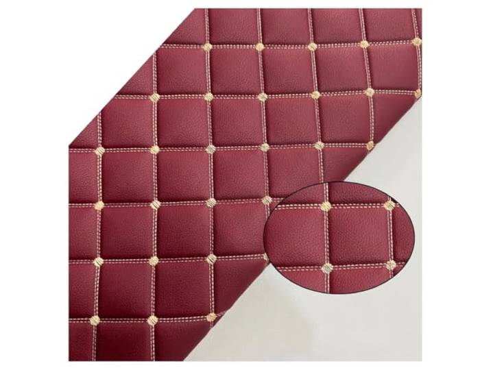 Kunstleder Gesteppt Kaschiert Meterware 160cm ×100cm, Leder Polsterstoff Stoff für Schrank Ledertasche Autositz Sofa Möbel Repara, Schwarz (rote Linie)(Wine red,1.6x10m)