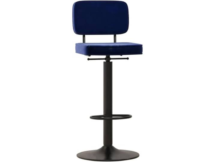 DZYHFCO Barhocker mit drehbarer Höhe aus Samt, nordischer gepolsterter Rückenlehne, Esszimmerstuhl, Kücheninsel, Barhocker, Blau, 45–60 cm