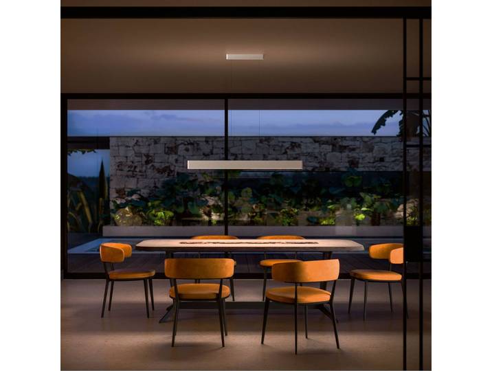 Linea Light Hängelampe Satori, dimmbar, weiß / opal, für Wohn- / Esszimmer, Aluminium