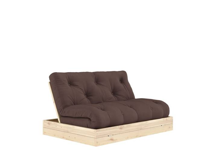 Canapé convertible 2,5 places en tissu et bois - marron
