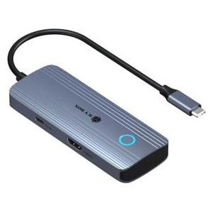 Icy Box Spade Dock 4081 Dockingstation - Screen-Off-Taste & 100W PD (USB-C, 5 Ports) (61211)