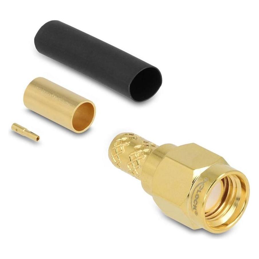 Delock RP-SMA Stecker zum Crimpen LMR200mit passendem Schrumpfschlauch (Stecker und Verbinder) (91789)