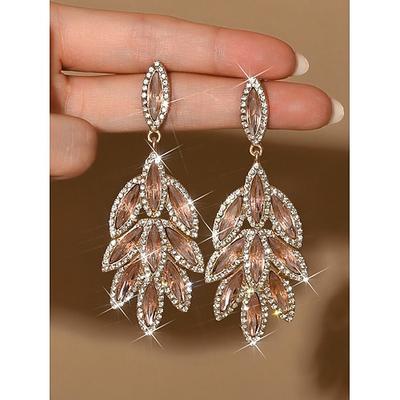 Kristallblatt-Ohrhänger für Damen – glamouröser Statement-Schmuck, elegante, funkelnde Accessoires für Partys Abendveranstaltungen