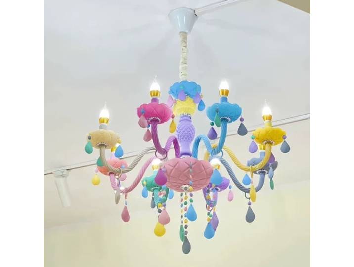 Bougies de Style européen Macaron nordique, lustre en cristal pour chambre d'enfants de filles et de princesse