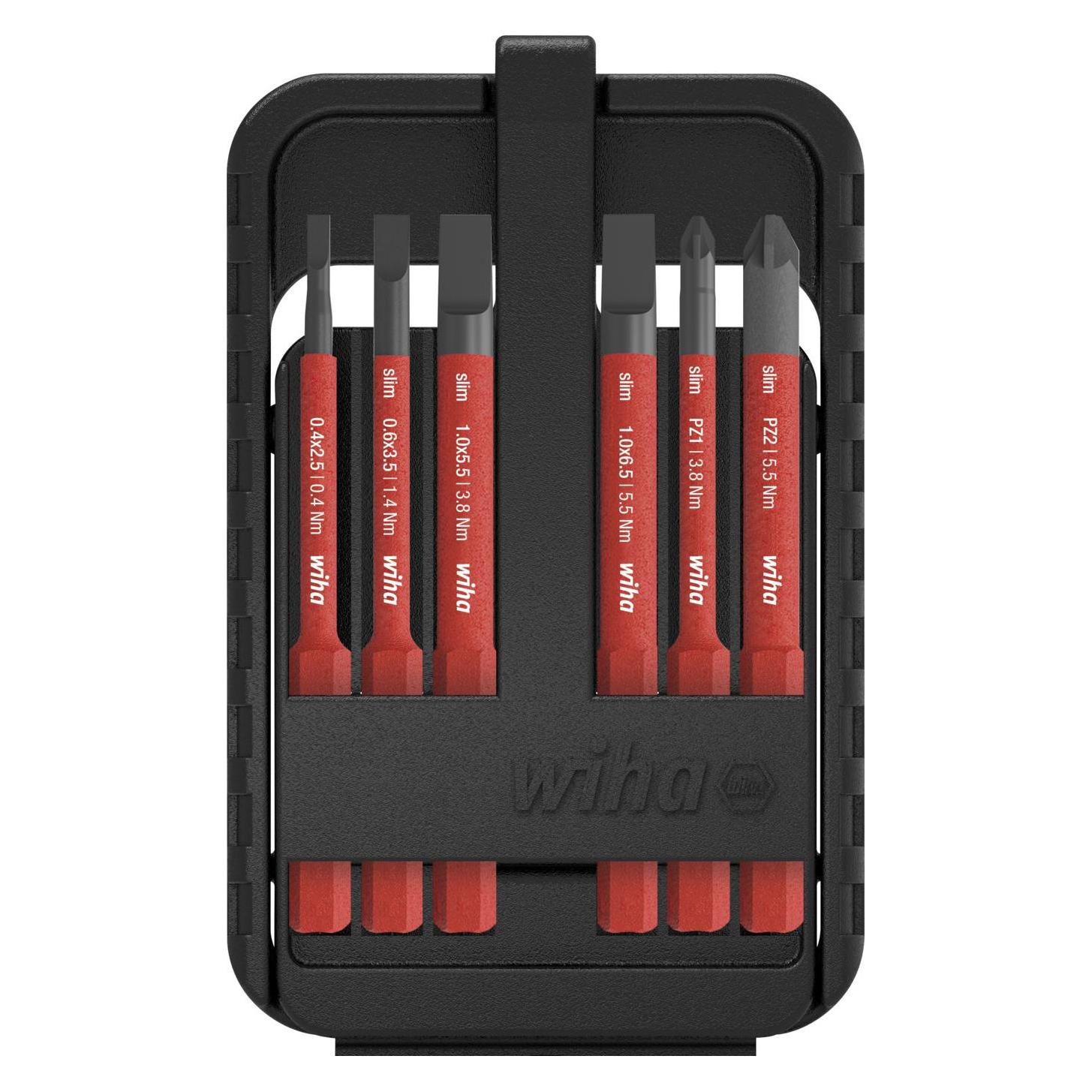 Wiha Bit Set slimBit electric Schlitz Pozidriv in slimBitBox (Pozidriv-Kreuzschlitz (PZ), Schlitzschrauben) (SB2831B900)