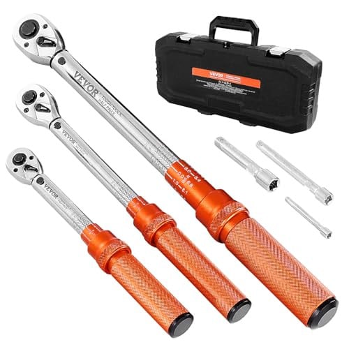 VEVOR Momentsleutelset 3-delig, 1/4, 3/8 en 1/2 inch aandrijving, Oranje, Roestvrij staal