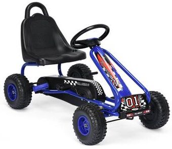 Costway 4 Wheel Pedal Powered Ride On with Adjustable Seat-Blue