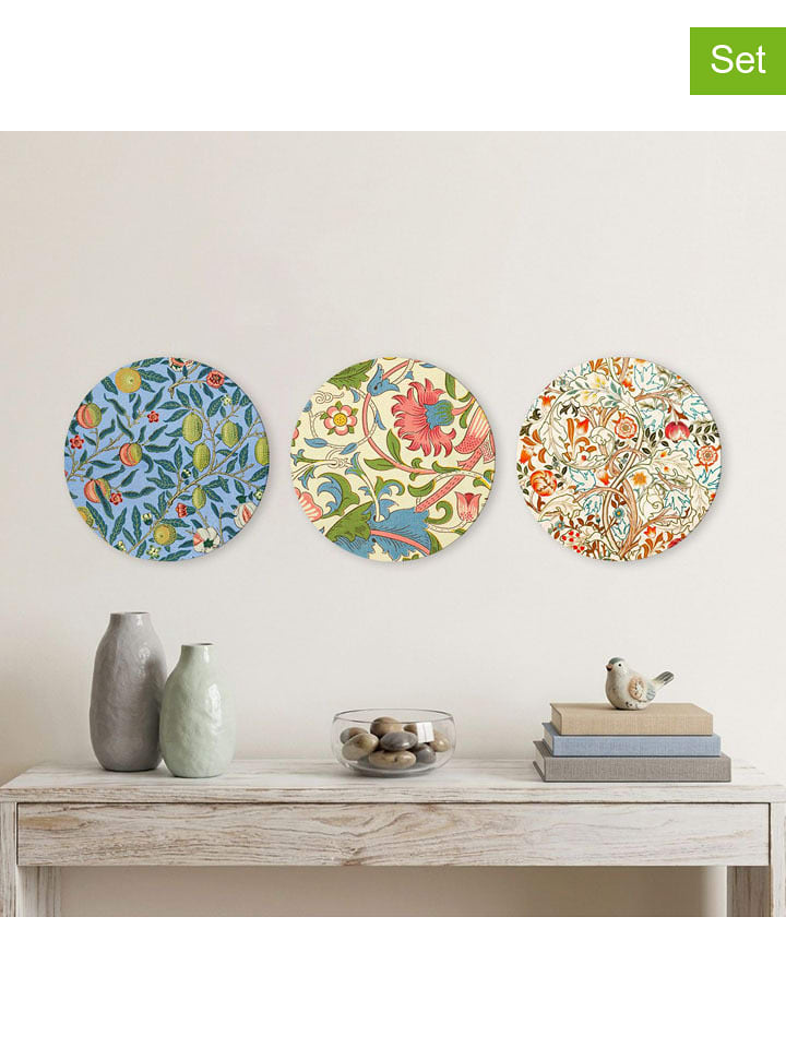 ABERTO DESIGN 3er-Set: Holzdrucke - Ø 30 cm - onesize